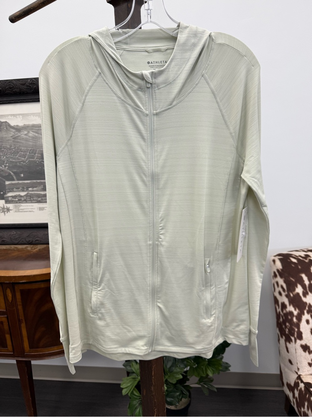 Athleta Sage Green Hooded Full-Zip Utility Jacket
